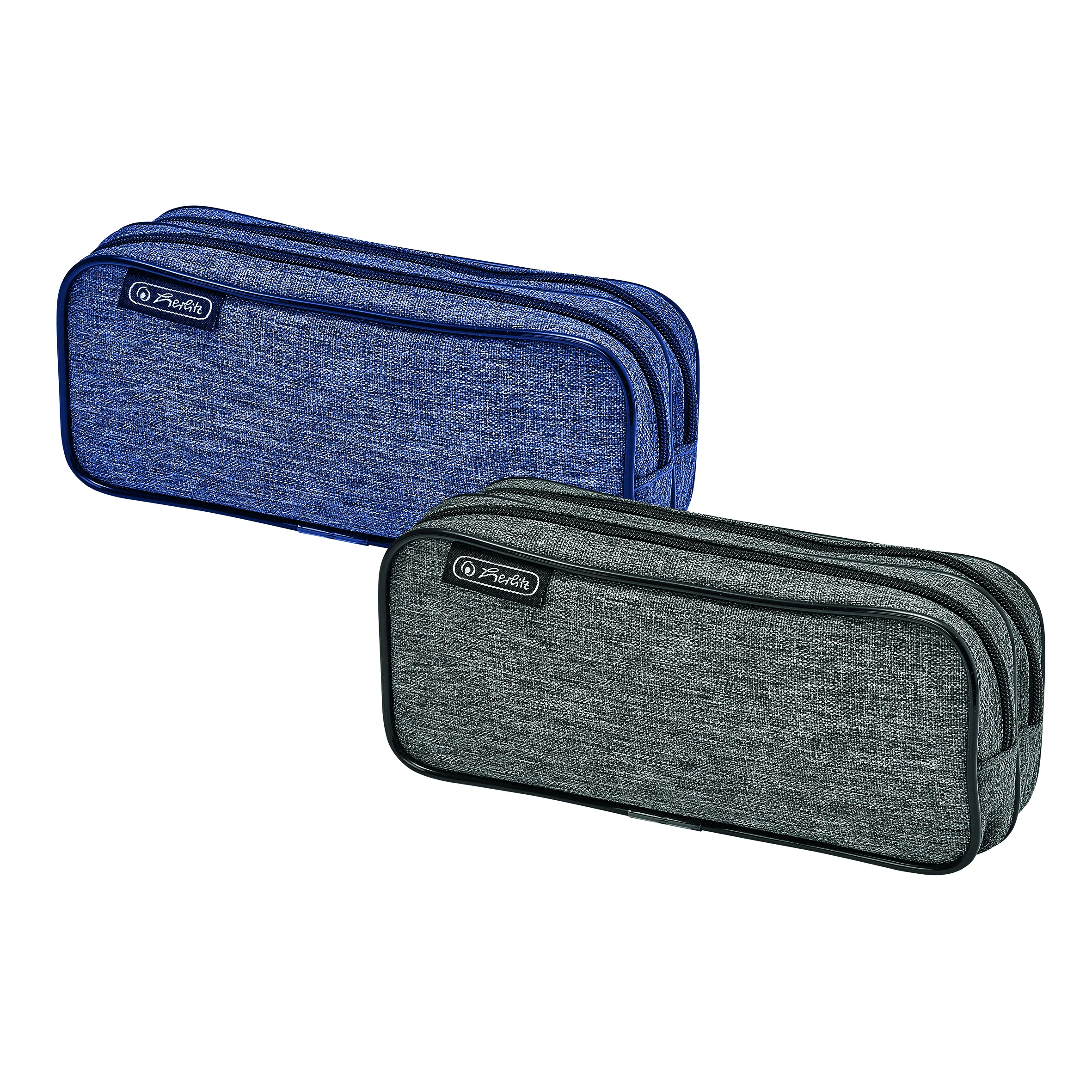 herlitz Doppel-Schlamper-Etui "Knitted Fabric", sortiert, grau meliert und blau meliert (EAN: 4008110587301)