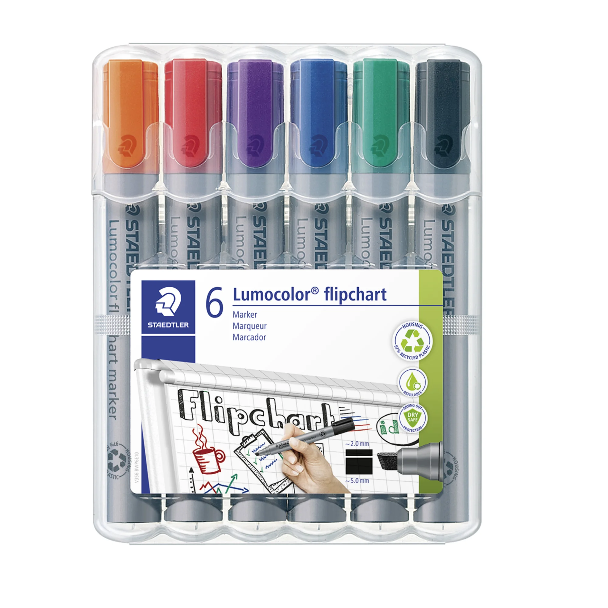 STAEDTLER Lumocolor Flipchart-Marker 356B, 6er Etui (EAN: 4007817356180)