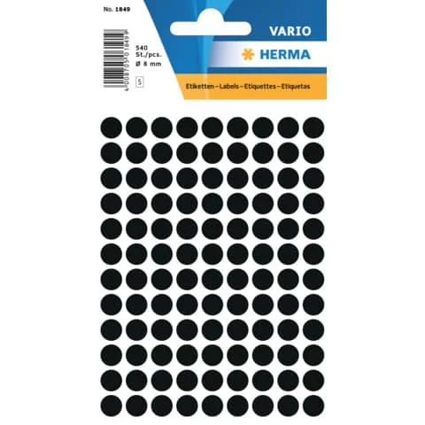 HERMA Markierungspunkte, Durchmesser: 8 mm, schwarz (EAN: 4008705018494)