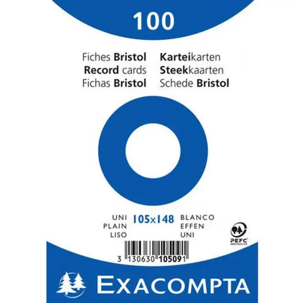 EXACOMPTA Karteikarten, DIN A6, liniert, weiß (EAN: 3130639108093)