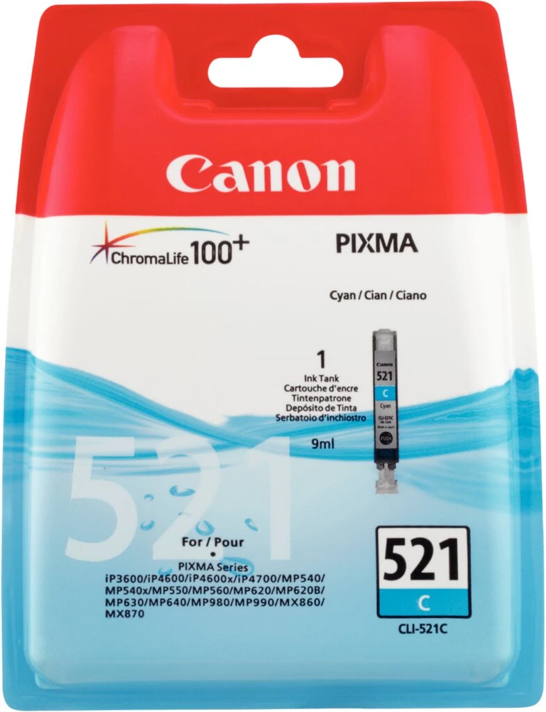Canon Tinte für Canon PIXMA iP4600, CLI-521, cyan (EAN: 4960999577494)