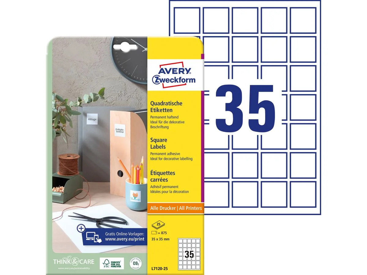 AVERY Zweckform QR Code Etiketten, 35 x 35 mm, quadratisch, weiß (EAN: 4004182052785)