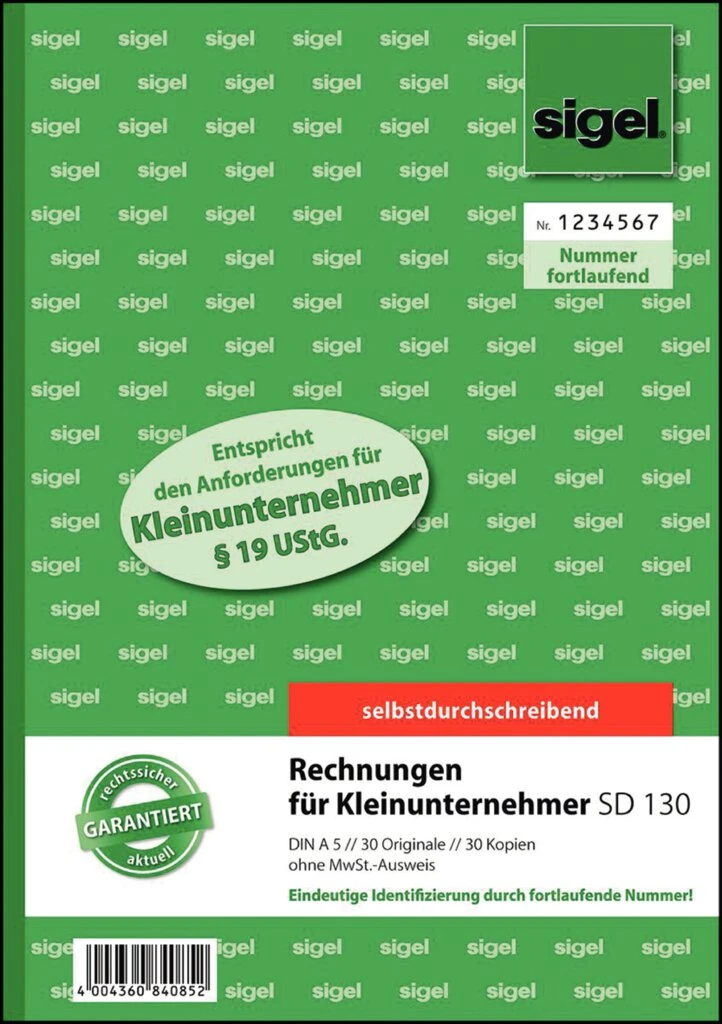 sigel Formularbuch "Rechnungen" für Kleinunternehmer (EAN: 4004360840852)