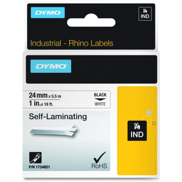 DYMO RHINO Vinyl-Schriftband schwarz/weiß, 24 mm x 5,5 m (EAN: 0071701202437)