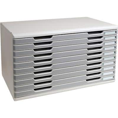 EXACOMPTA Schubladenbox MODULO A3, 10 Schübe, steingrau (EAN: 9002493420762)