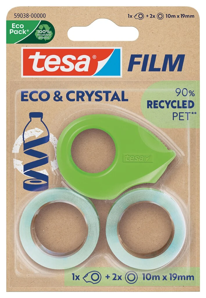 tesa Film ECO & CRYSTAL + Abroller, 19 mm x 10 m, Blister (EAN: 4063565252464)