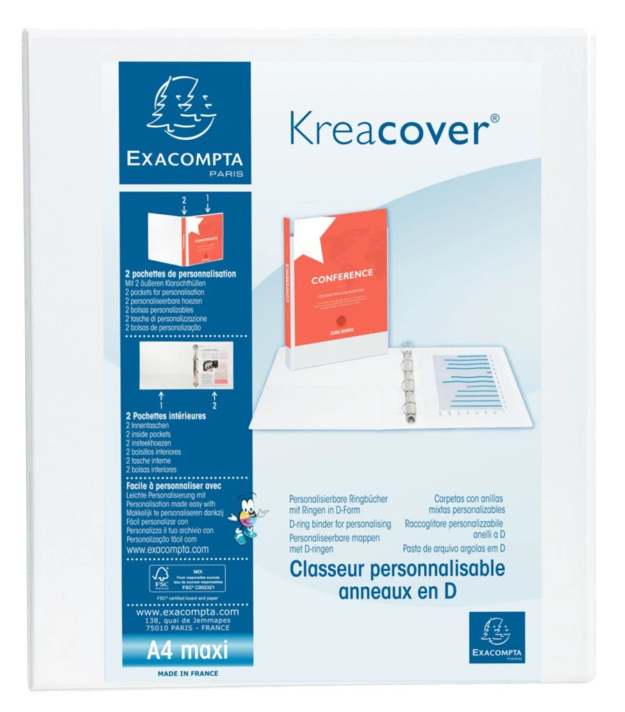 EXACOMPTA Präsentations-Ringbuch, A4 Maxi, weiß, 4D-Ring (EAN: 3130630519430)