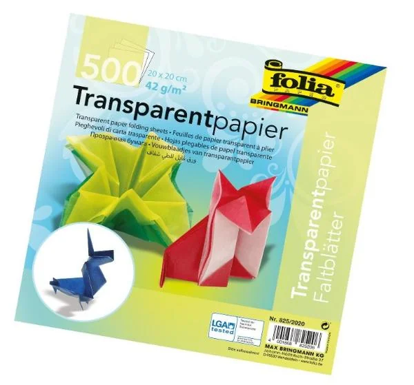 folia Transparentpapier-Faltblätter, 200 x 200 mm, sortiert in 10 Farben (EAN: 4001868825206)