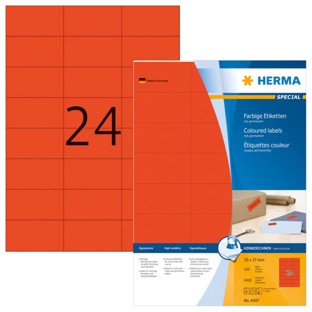 HERMA Universal-Etiketten SPECIAL, 70 x 37 mm, rot (EAN: 4008705044073)