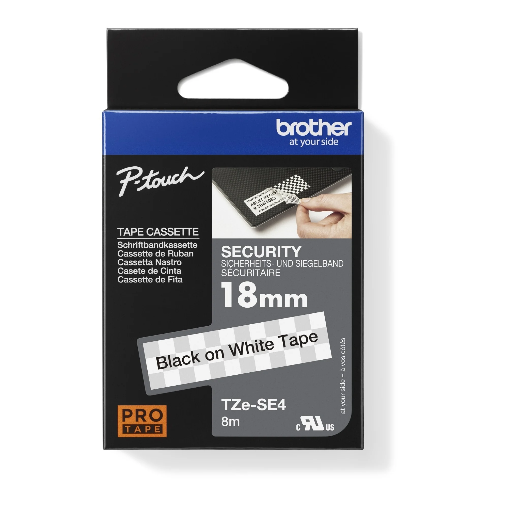 brother TZe-Tape TZe-SE4 Safety-Band, Bandbreite: 18 mm (EAN: 4977766692236)