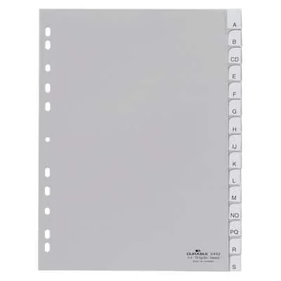 DURABLE Kunststoff-Register, blanko, A4, 15-teilig, grau (EAN: 4005546640945)