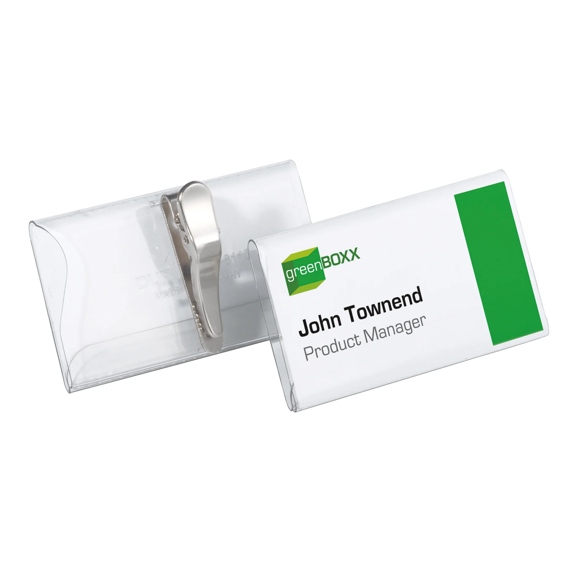 DURABLE Namensschild, mit Krokoklemme, 75 x 40 mm, transparent (EAN: 4005546811208)