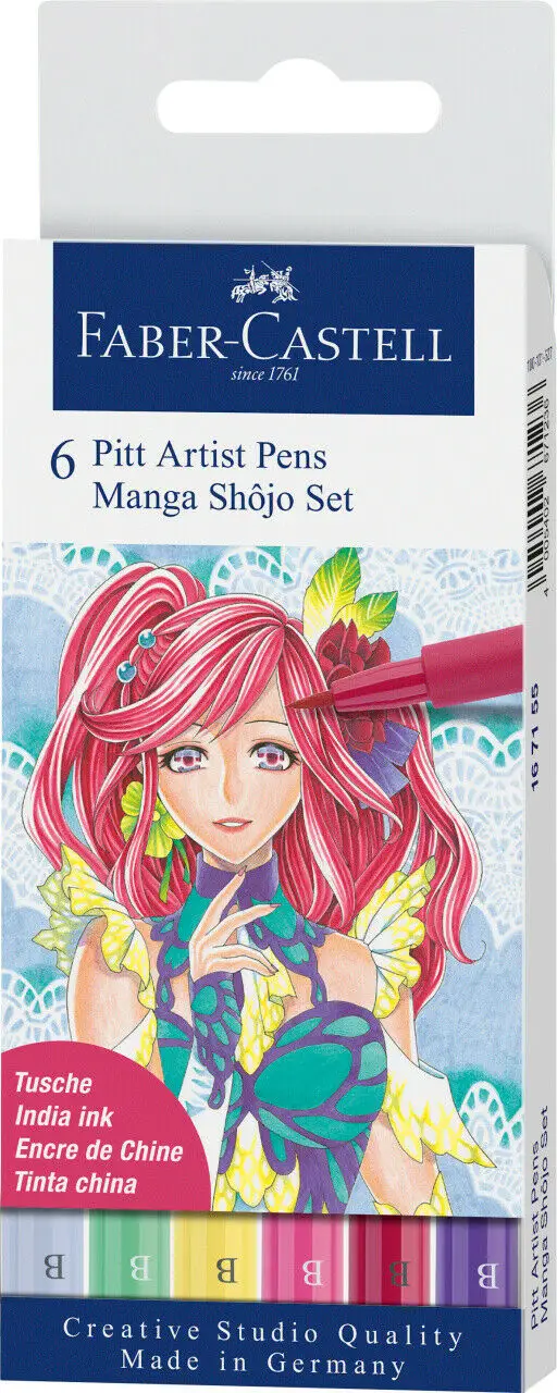 FABER-CASTELL Tuschestift PITT artist pen, 6er Etui, farbig sortiert (EAN: 4005401671558)
