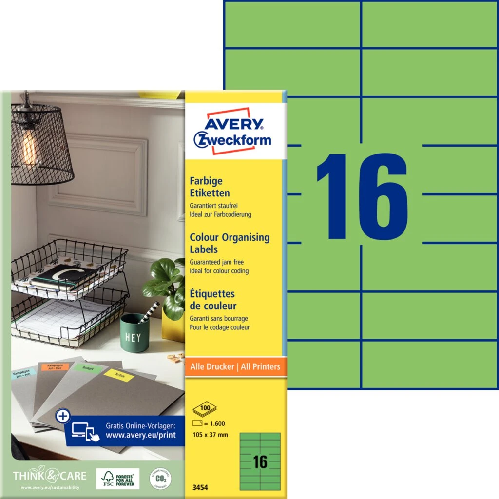 AVERY Zweckform Universal-Etiketten, 105 x 37 mm, grün (EAN: 4004182034545)
