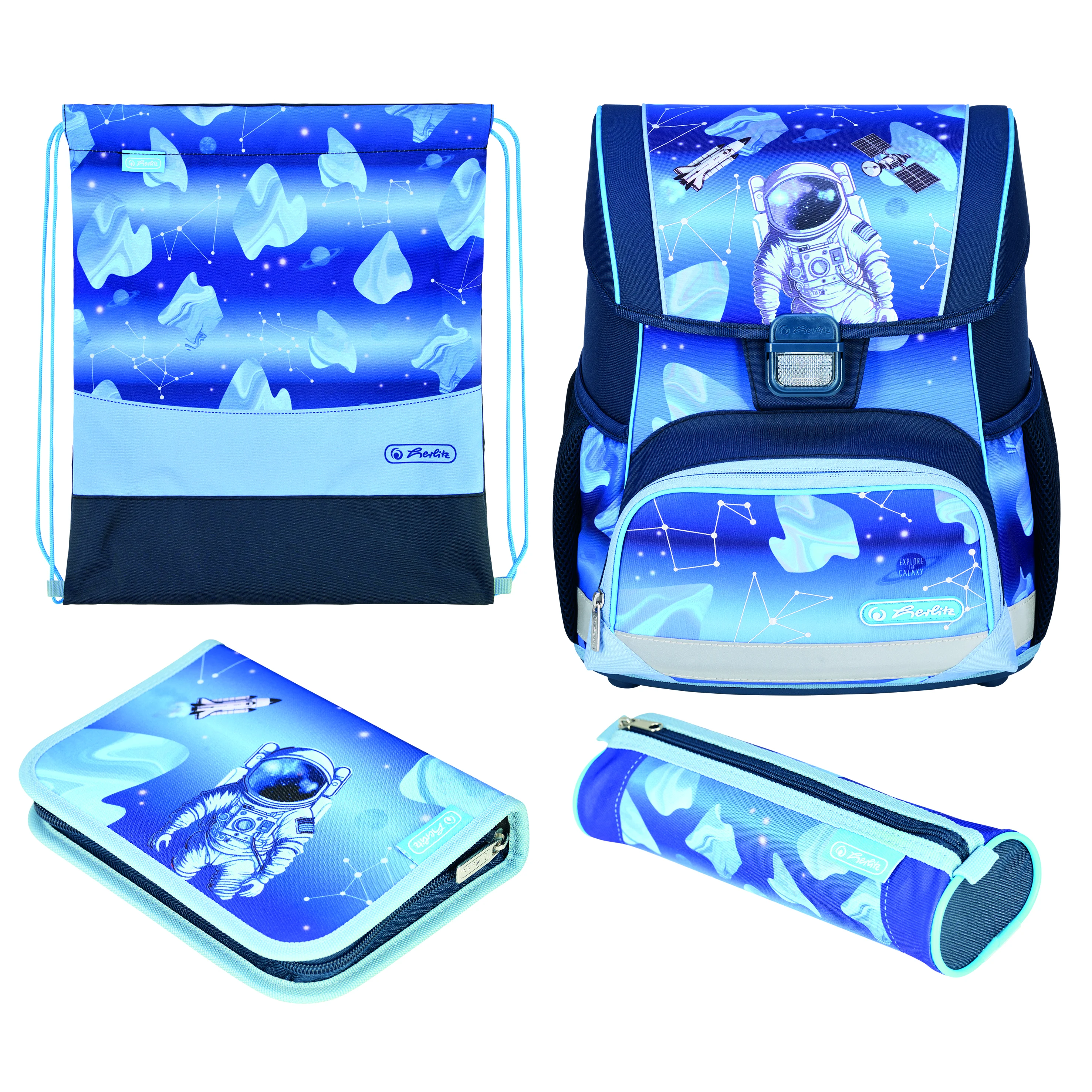 herlitz Schulranzen Loop Plus "Cosmic Explorer", dunkelblau/hellblau (EAN: 4008110397122)