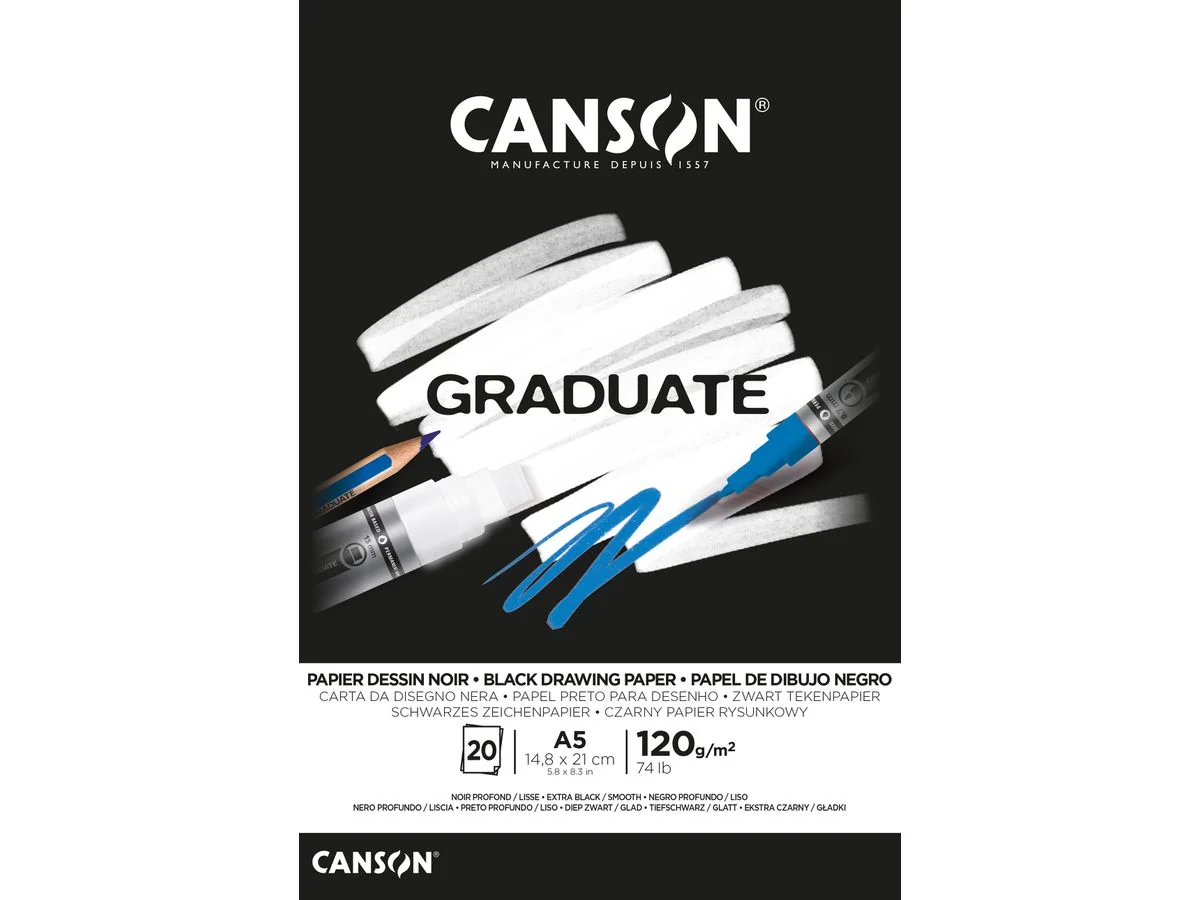 CANSON Studienblock GRADUATE EXTRA BLACK, DIN A5, tiefschwarz (EAN: 3148950020796)