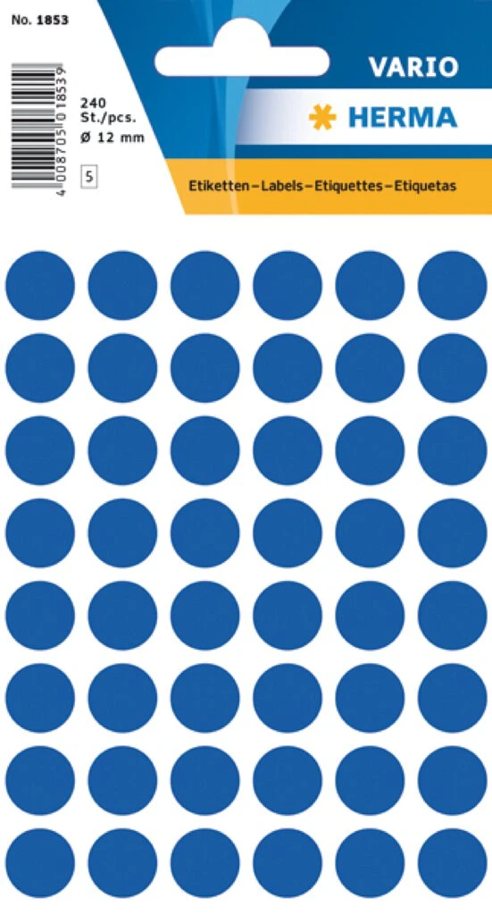 HERMA Markierungspunkte, Durchmesser: 13 mm, dunkelblau (EAN: 4008705018531)