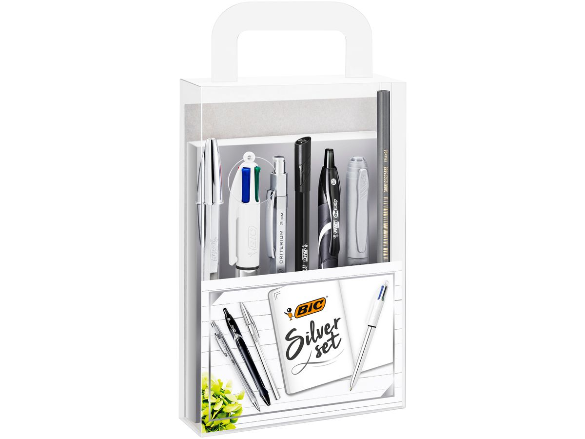 BIC Schreibset "SILVER" mit Notizbuch, 8-teilig (EAN: 3086123519305)