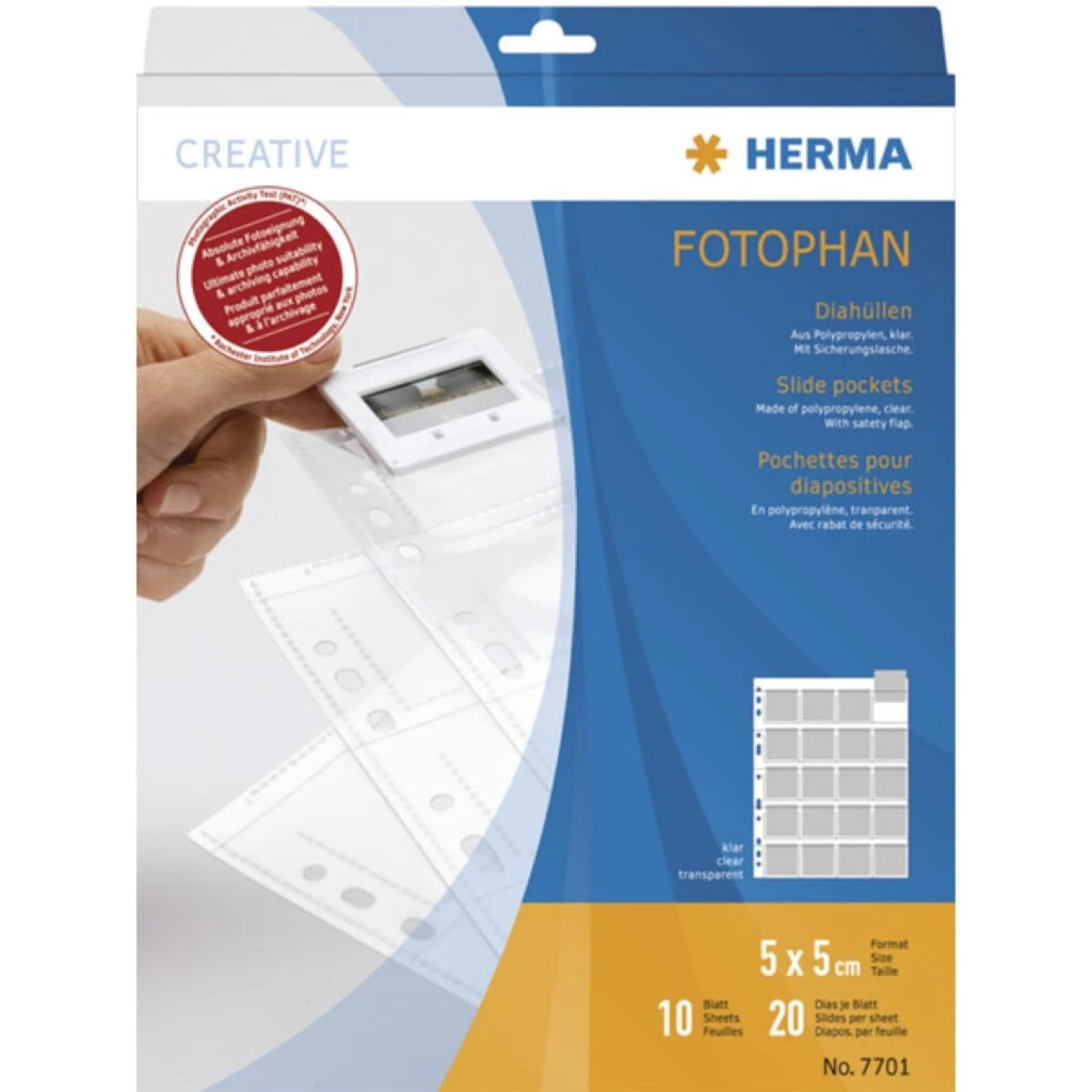 HERMA Diahüllen für Kleinbilddias 5 x 5 cm, klar, aus PP (EAN: 4008705077019)