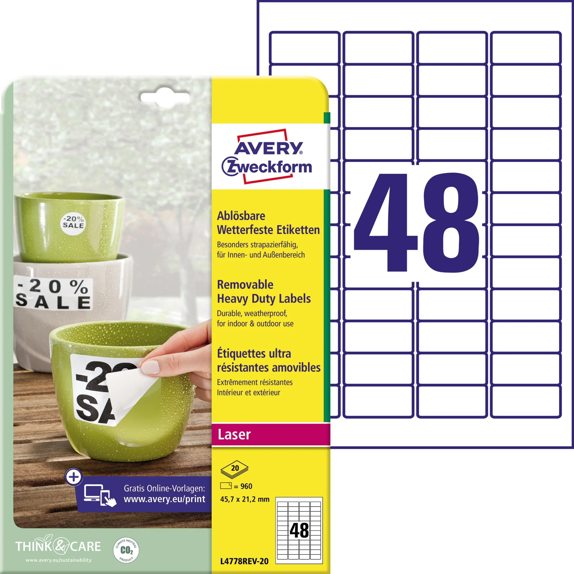AVERY Zweckform wetterfeste Etiketten, 45,7 x 21,2 mm (EAN: 4004182067543)