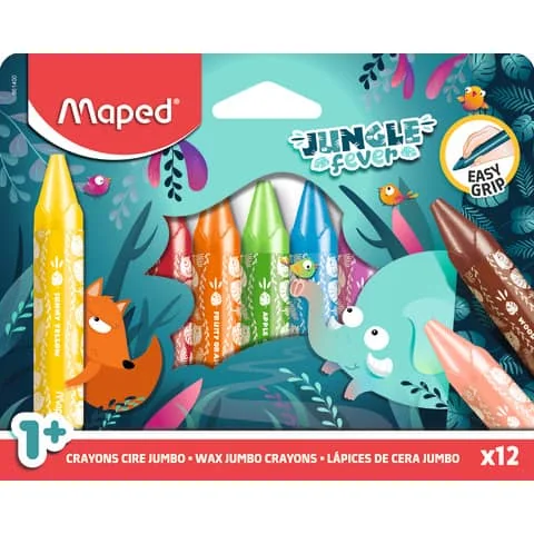 Maped Wachsmalstift JUNGLE fever JUMBO, 12er Kartonetui, farbig sortiert (EAN: 3154148614005)