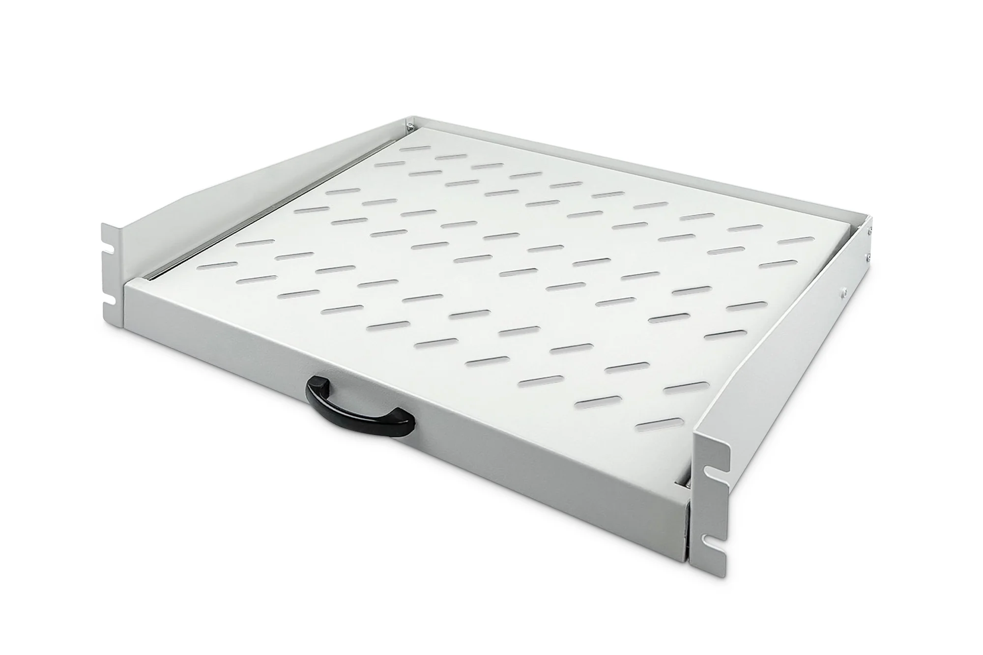 DIGITUS 19" Fachboden, 2 HE, ausziehbar, Tiefe: 367 mm, lichtgrau (RAL 7035) (EAN: 4016032427988)