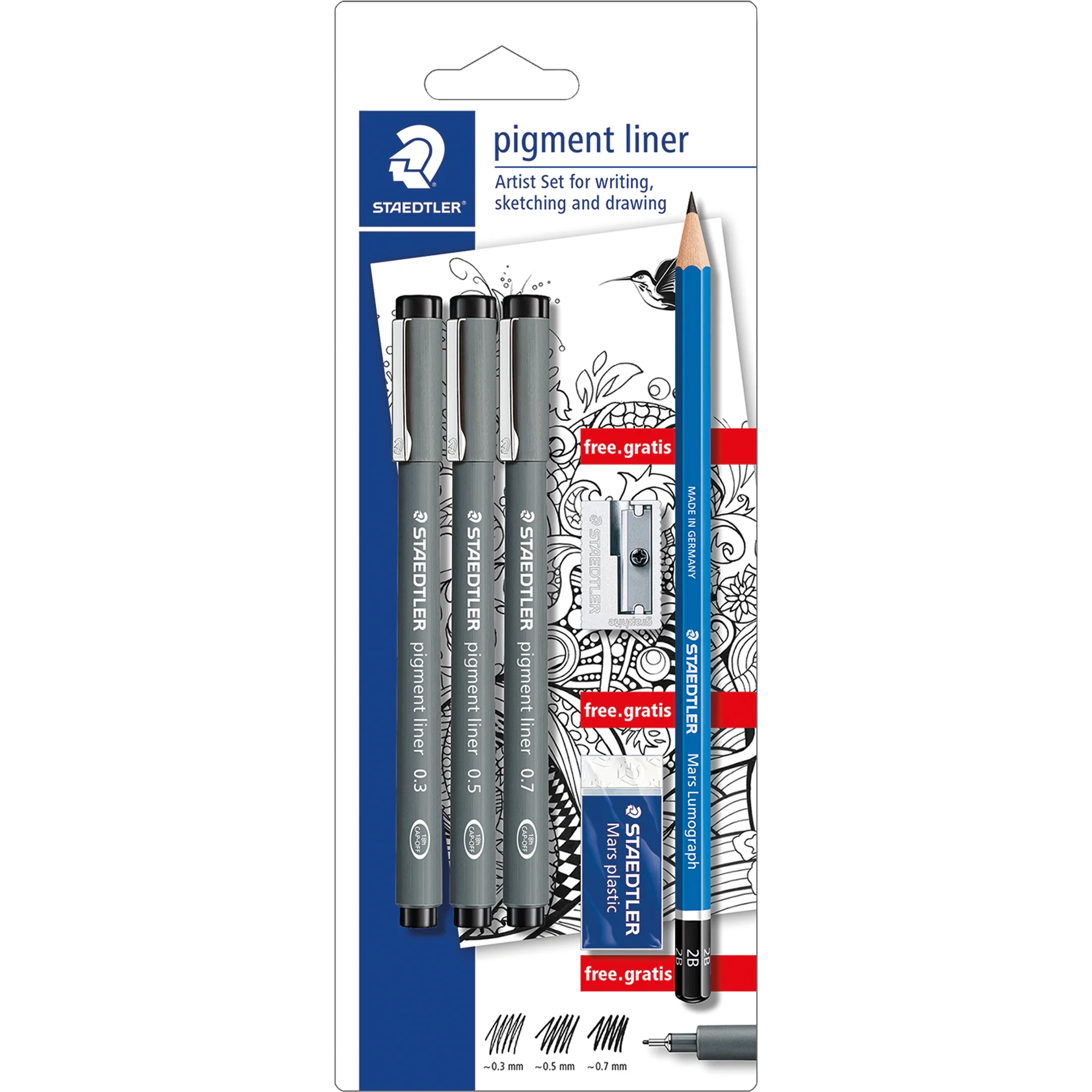 STAEDTLER Pigmentliner "Artist Set", schwarz, Blisterkarte (EAN: 4007817014301)