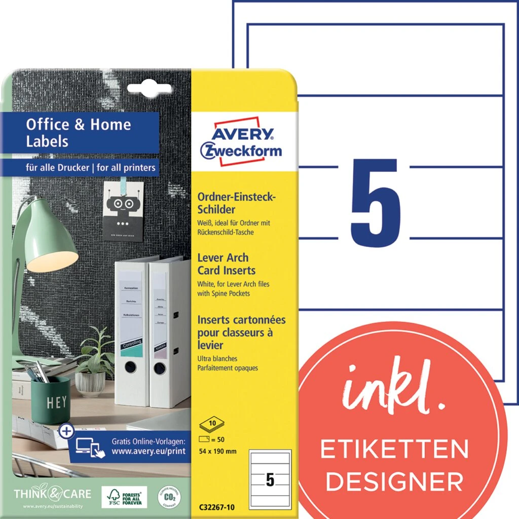 AVERY Zweckform Ordnerrücken-Einsteck-Schilder Home Office (EAN: 4004182085103)