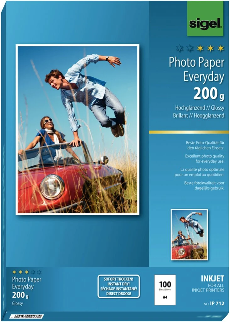 sigel InkJet-Everyday-Foto-Papier, DIN A4, hochglänzend, weiß (EAN: 4004360998904)