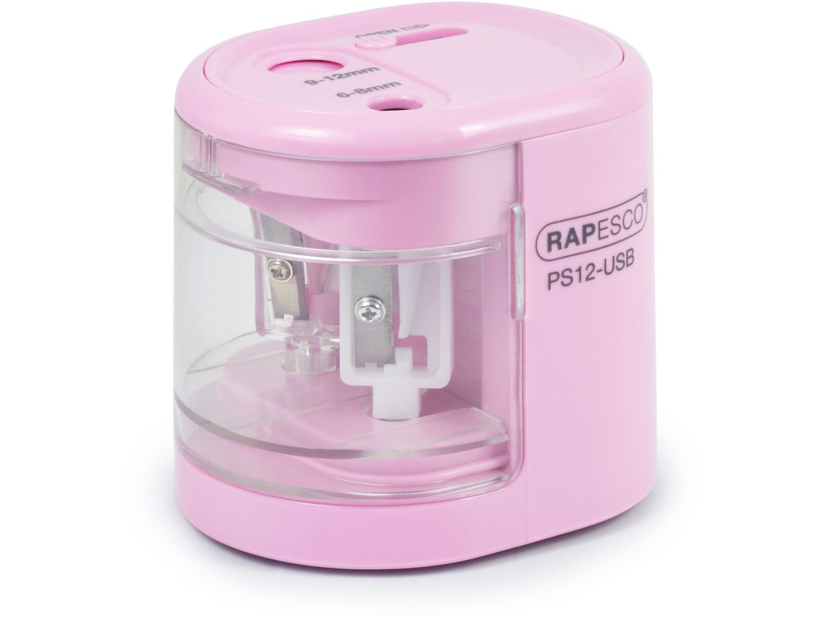 RAPESCO Elektrischer Doppel-Spitzer PS12-USB, rosa (EAN: 5018505010900)