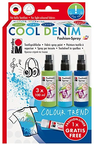 Marabu Textilsprühfarbe "Fashion-Spray", Set COOL DENIM (EAN: 4007751590077)