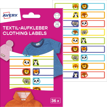 AVERY Textil-Etiketten, 13 x 45 mm, Tiere (EAN: 4004182519844)