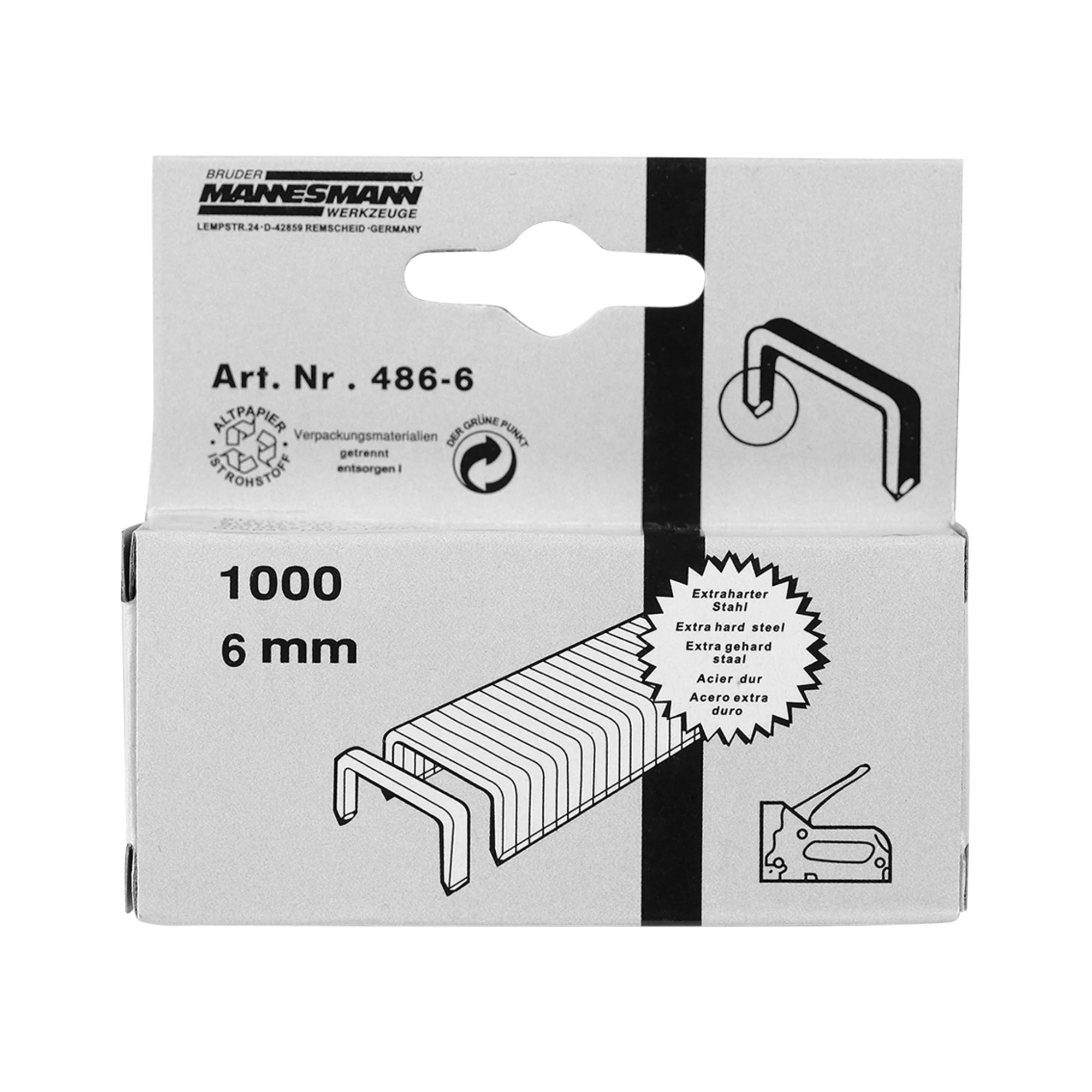 BRÜDER MANNESMANN Heftklammern, 6 mm, verzinkt, 1.000 Stück (EAN: 4003315033011)
