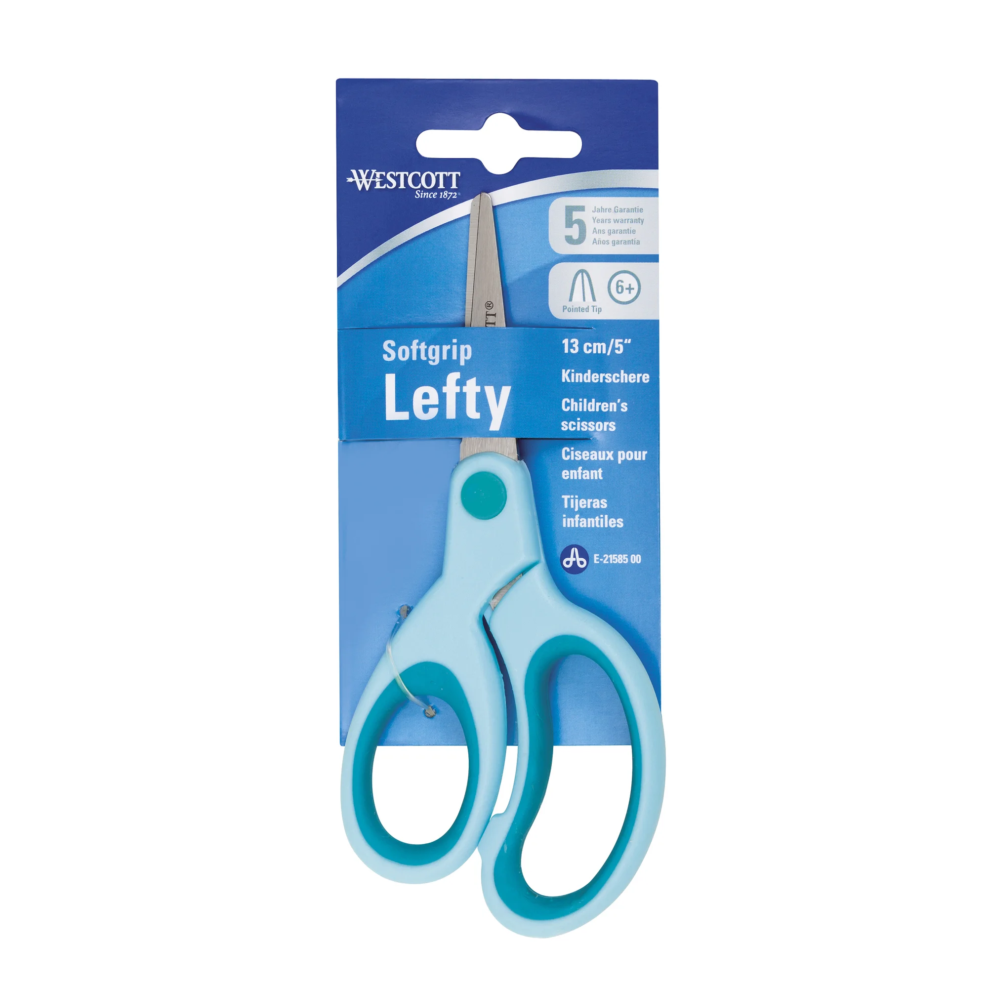 WESTCOTT Bastelschere Kids Softgrip, spitz, 130 mm, türkis (EAN: 4027521513266)