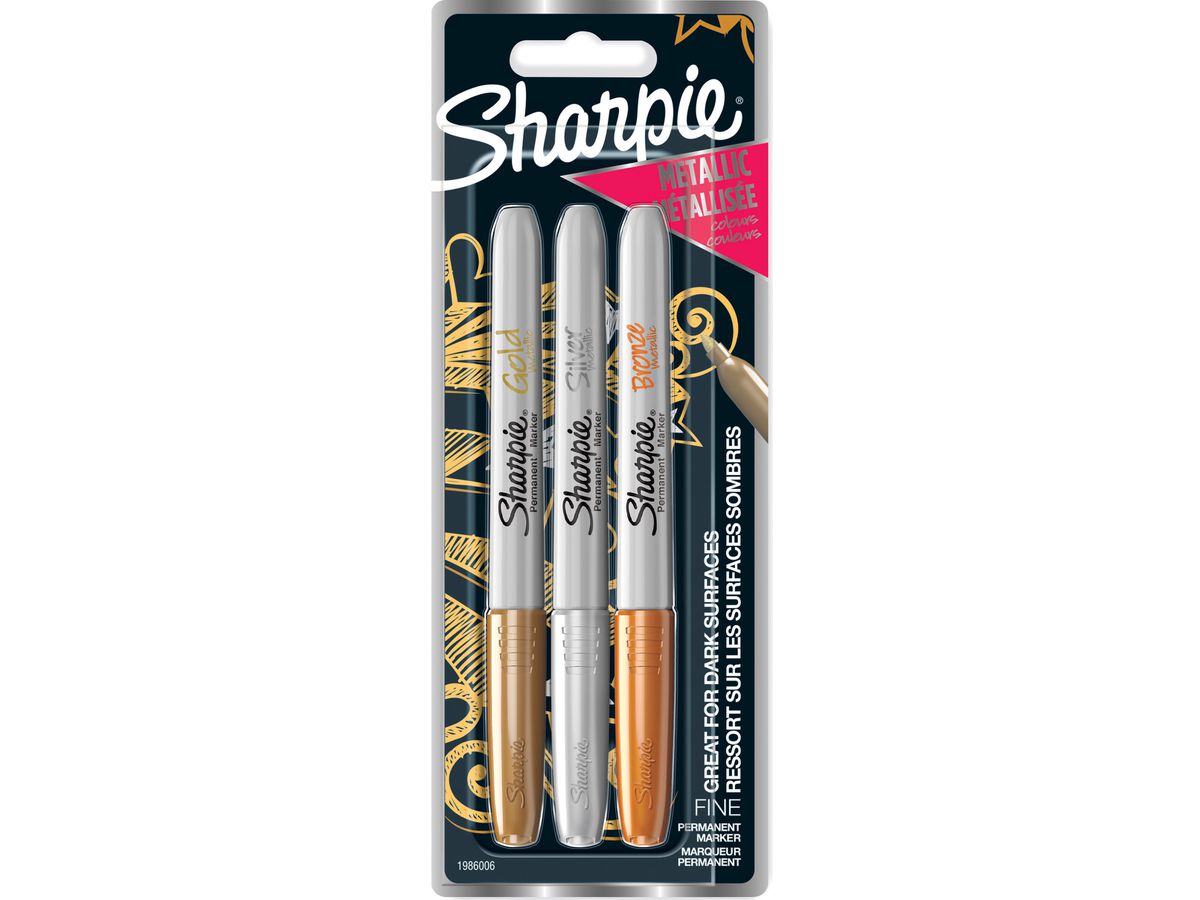 Sharpie Permanent-Marker Metallic, 3er Blisterkarte (EAN: 3501179860060)