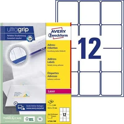 AVERY Adressetikett, 63,5 x 72 mm, weiß, blanc (EAN: 3266550260128)