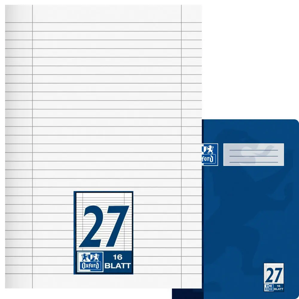 Oxford Schulheft, DIN A4, Lineatur 27 / liniert, 16 Blatt, dunkelblau (EAN: 4006144581746)