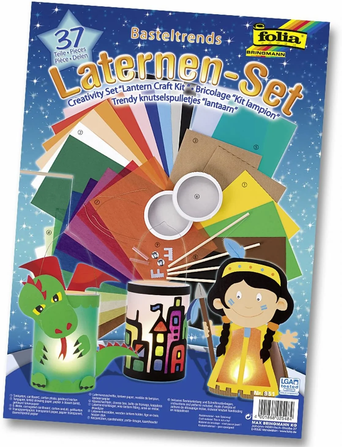 folia Laternen-Bastel-Set, 37-teilig, farbig sortiert (EAN: 4001868025484)