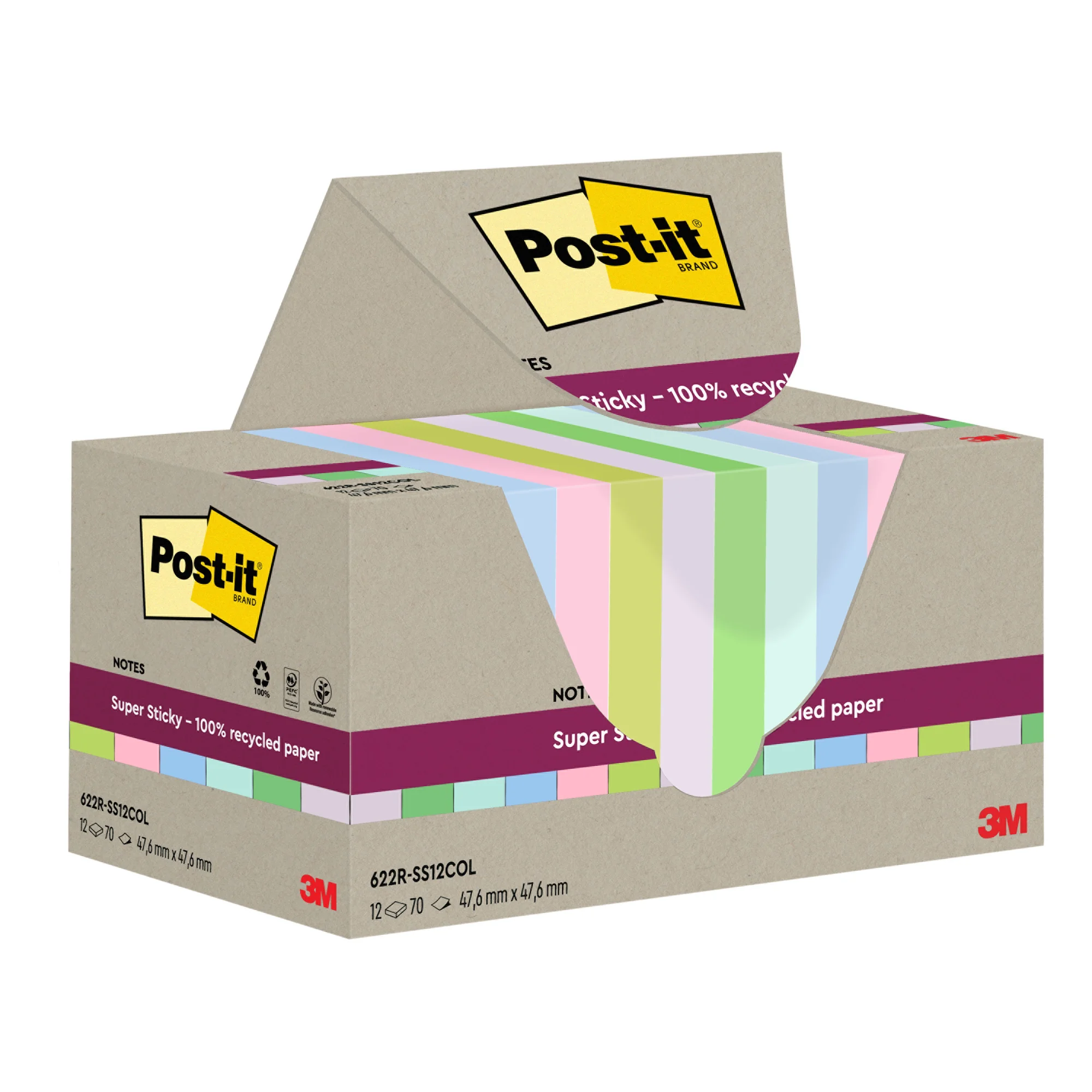 Post-it Haftnotizen super sticky Recycling notes, farbig (EAN: 4064035060060)