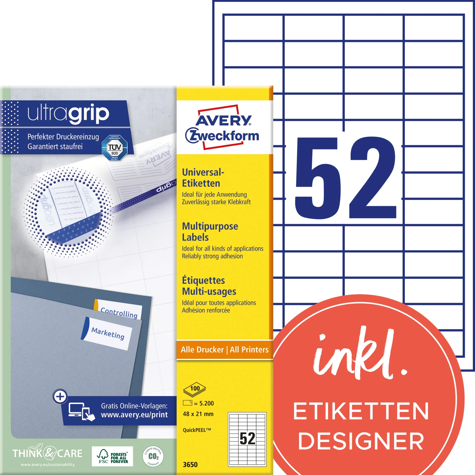 AVERY Zweckform Universal-Etiketten, 48 x 21 mm, weiß (EAN: 4004182036501)