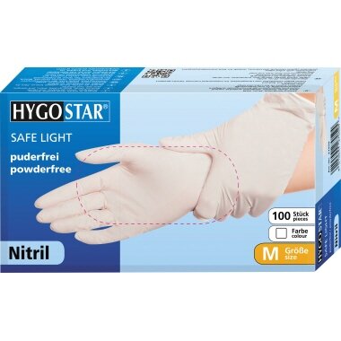 HYGONORM Nitril-Handschuh "SAFE LIGHT", S, weiß, puderfrei (EAN: 4015544270693)