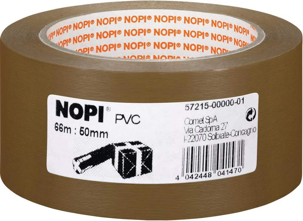 NOPI Verpackungsklebeband aus PVC, 50 mm x 66 m, braun (EAN: 4042448041470)