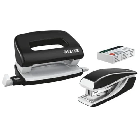 LEITZ Heftgerät- & Locher-Set Mini NeXXt WOW, schwarz (EAN: 4002432122318)