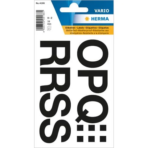 HERMA Buchstaben-Sticker O-Z, Folie schwarz, 33 mm (EAN: 4008705041881)