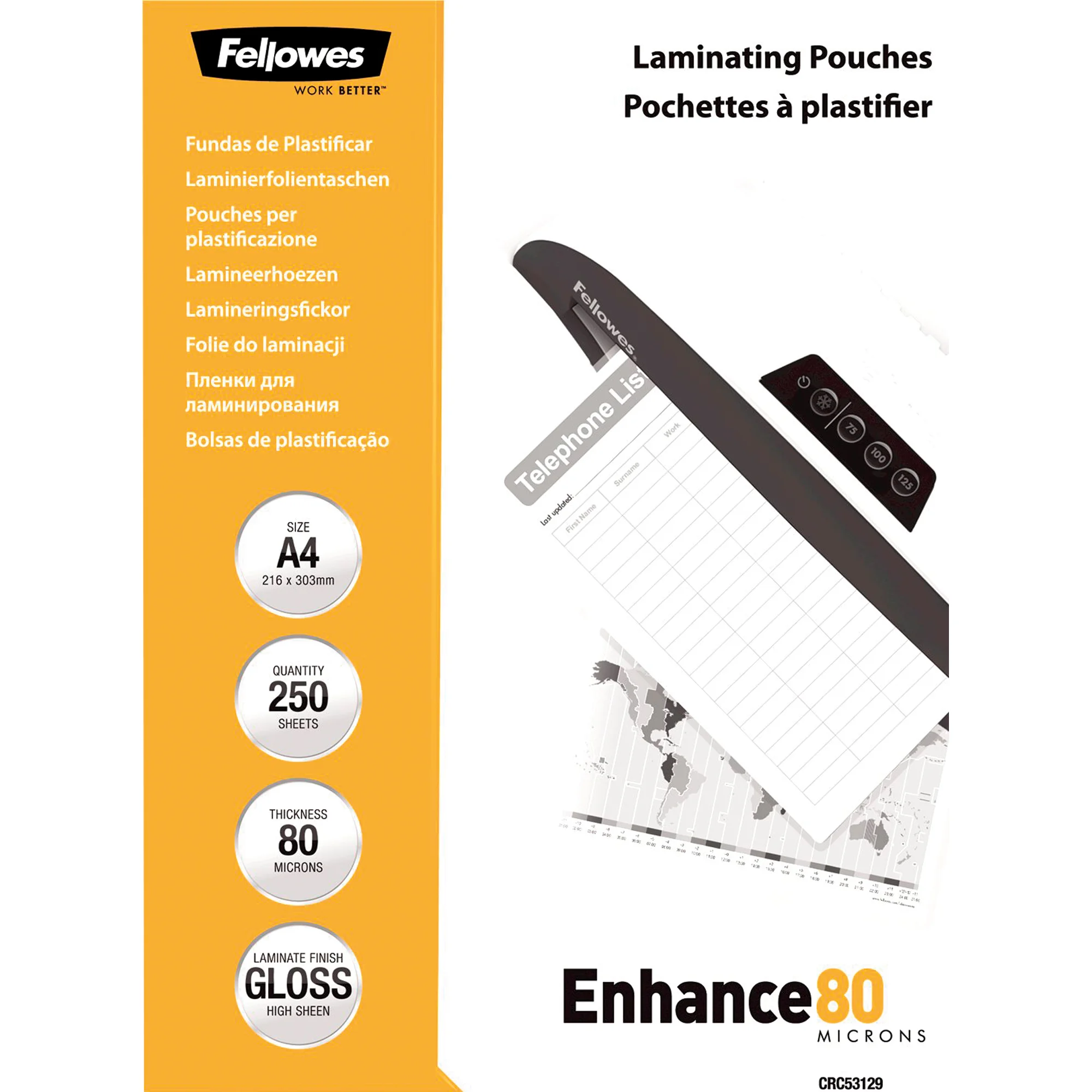 Fellowes Laminierfolientasche, DIN A4, 160 mic, Value Pack (EAN: 0043859521838)