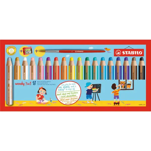 STABILO Multitalentstift woody 3 in 1, 18er Kartonetui (EAN: 4006381484107)