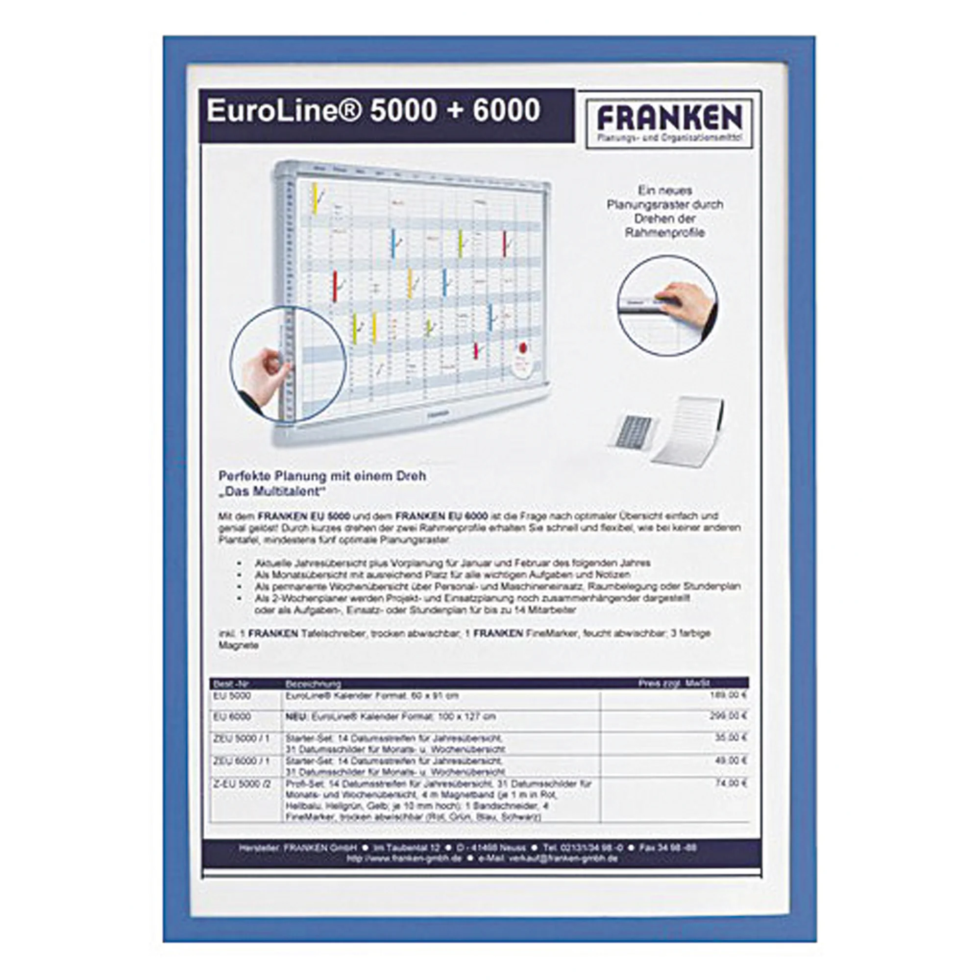 FRANKEN Magnet-Tasche FRAME IT X-tra!Line, DIN A3, blau (EAN: 4016946185349)