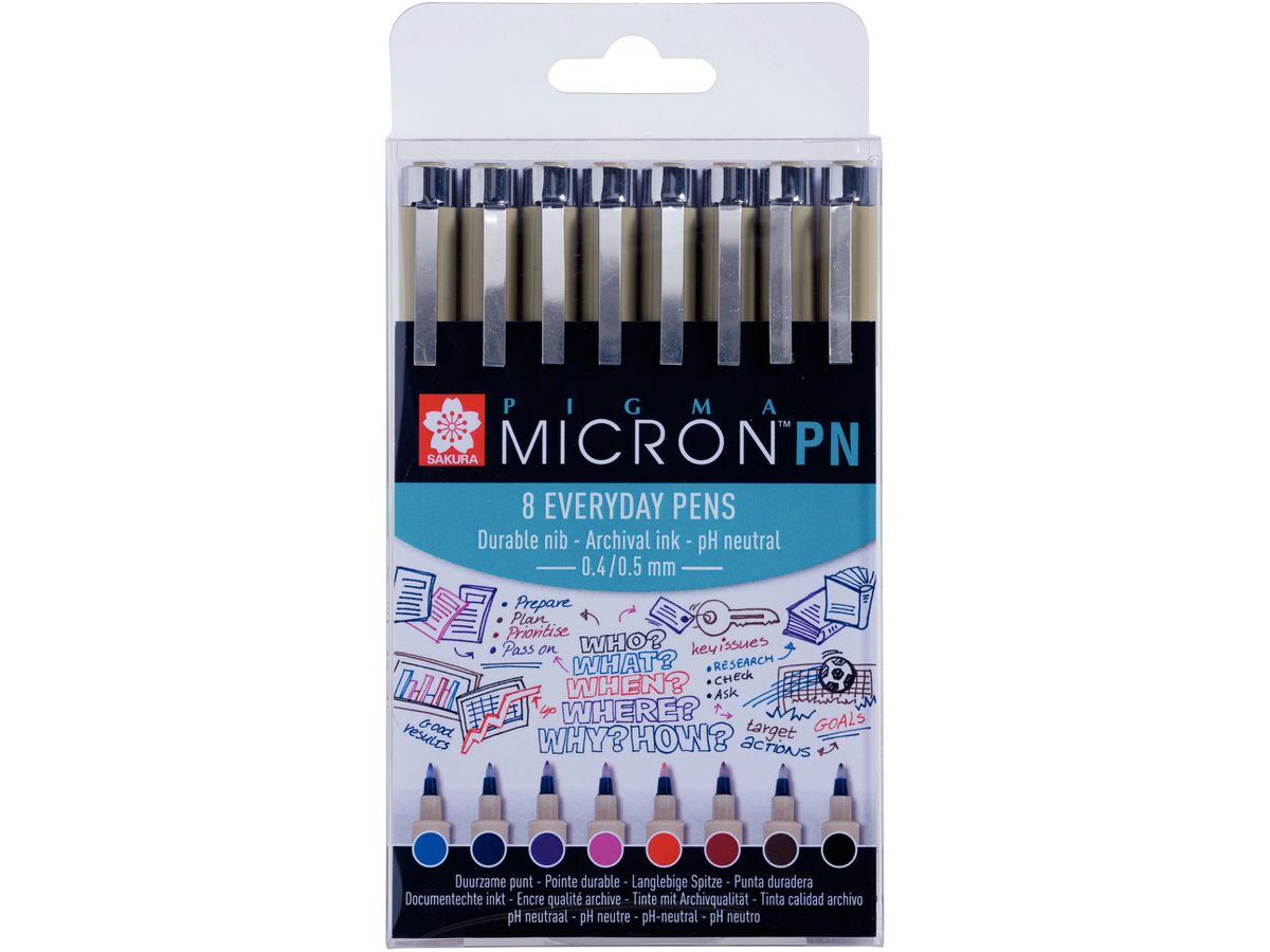 SAKURA Fineliner Pigma Micron PN, 8er Set (EAN: 8712079409388)