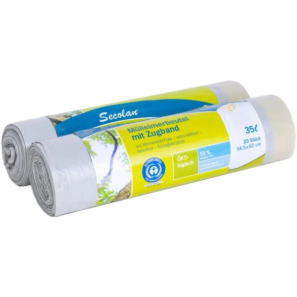 Secolan Mülleimerbeutel, mit Zugband, naturweiß, 28 my (EAN: 4260123533328)