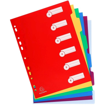 EXACOMPTA Kunststoff-Register, blanko, A4, 6-teillig (EAN: 3130630049067)